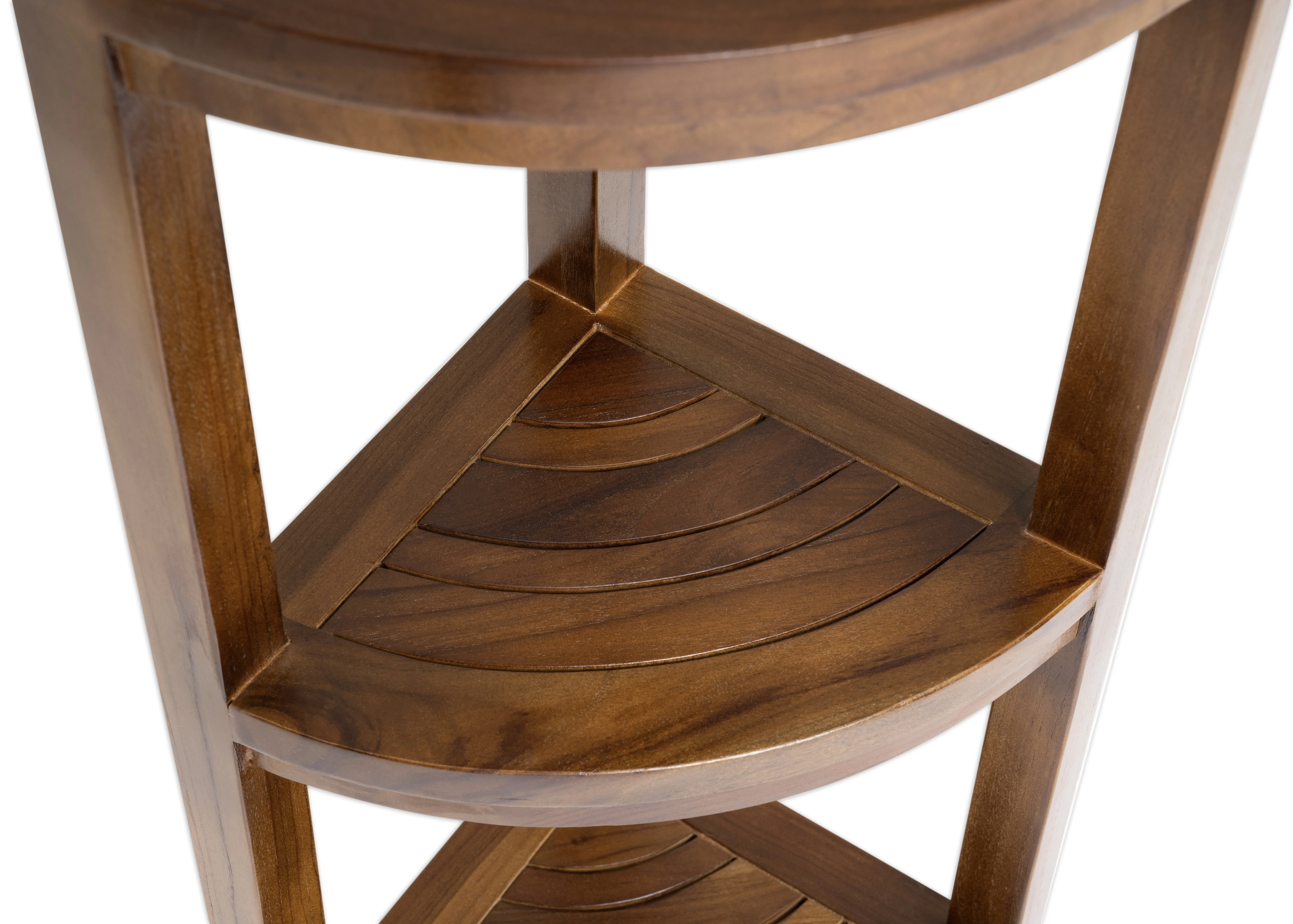 ALATEAK Corner Teak Wood Bath Spa Shower Stool Corner Shelf Storage Fully Assembled