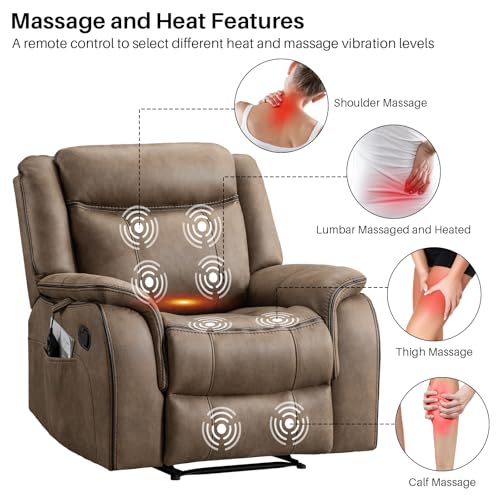 Massage Recliner Chair with Heated, Faux Leather Recliner Chairs for Adults