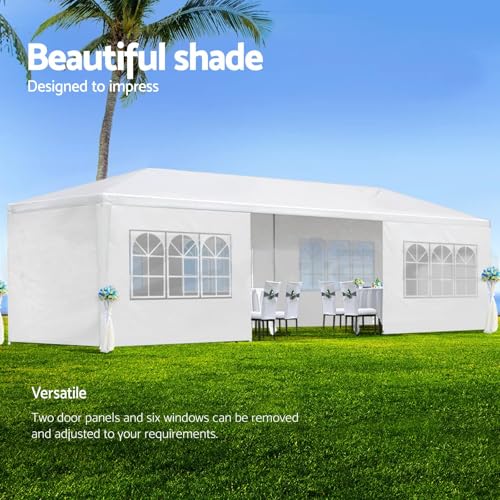 10'X30' Outdoor Party Tent Gazebo with 8 Removable Sidewalls, Large Wedding/Event Canopy Marquee Featuring Windows