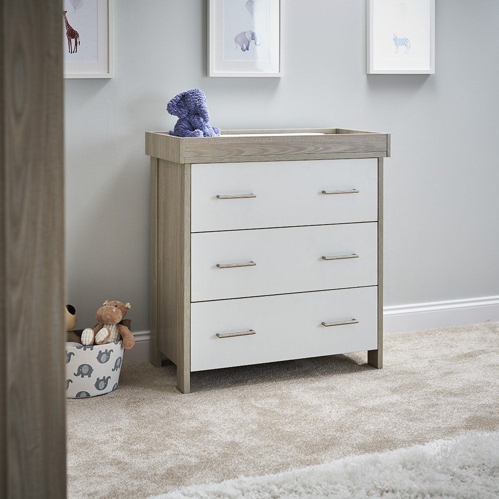Obaby Nika 2 Piece Nursery Room Set/Mattress – Grey Wash/White