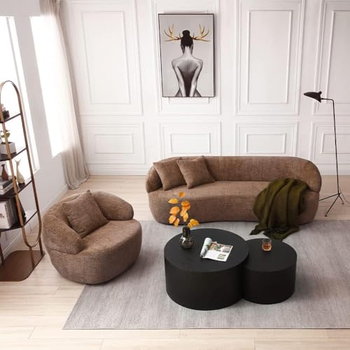 Swivel Sofa Chair for Living Room, Lazy Boy Chair, Round Barrel Chair, Comfy Club Chairs