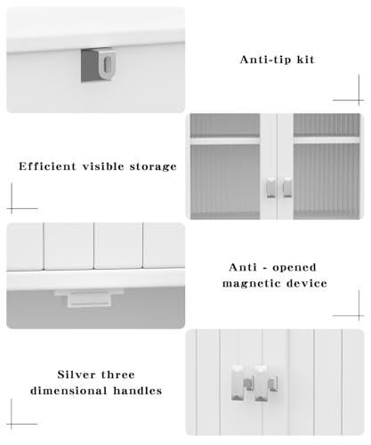 53.1" Tall Bathroom Storage Cabinet with 6 Doors and Adjustable Shlef, Bathroom Organizers and Storage, Linen Cabinet, Cupboard for Living Room