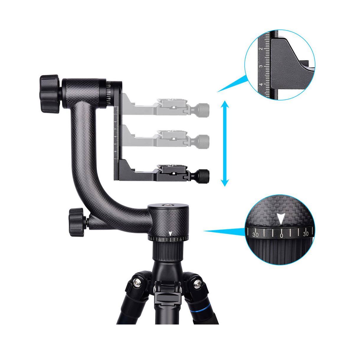 YELANGU A19 Carbon Fiber Dslr Camera Gimbal Tripod Head