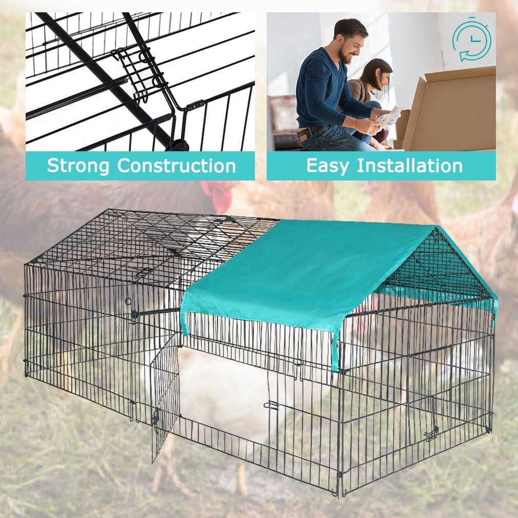 Bestpet 87 x 41Large Metal Chicken Coop Run Enclosure Pen with Waterproof Cover Outdoor Backyard Farm Cage Crate Pet Playpen Exercise Pen
