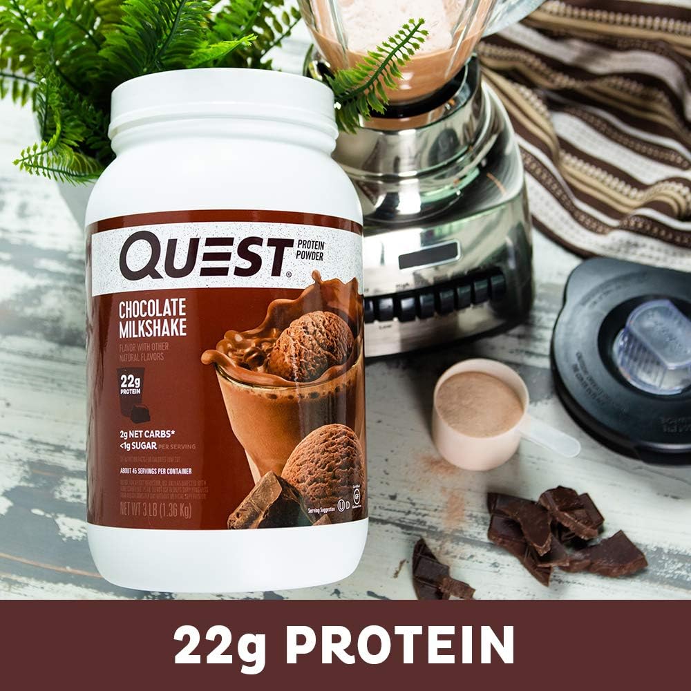 Quest Nutrition Chocolate Milkshake Protein Powder, Low Carb, Gluten Free, Soy Free, 48 Ounce (Pack of 1) Pack of 2