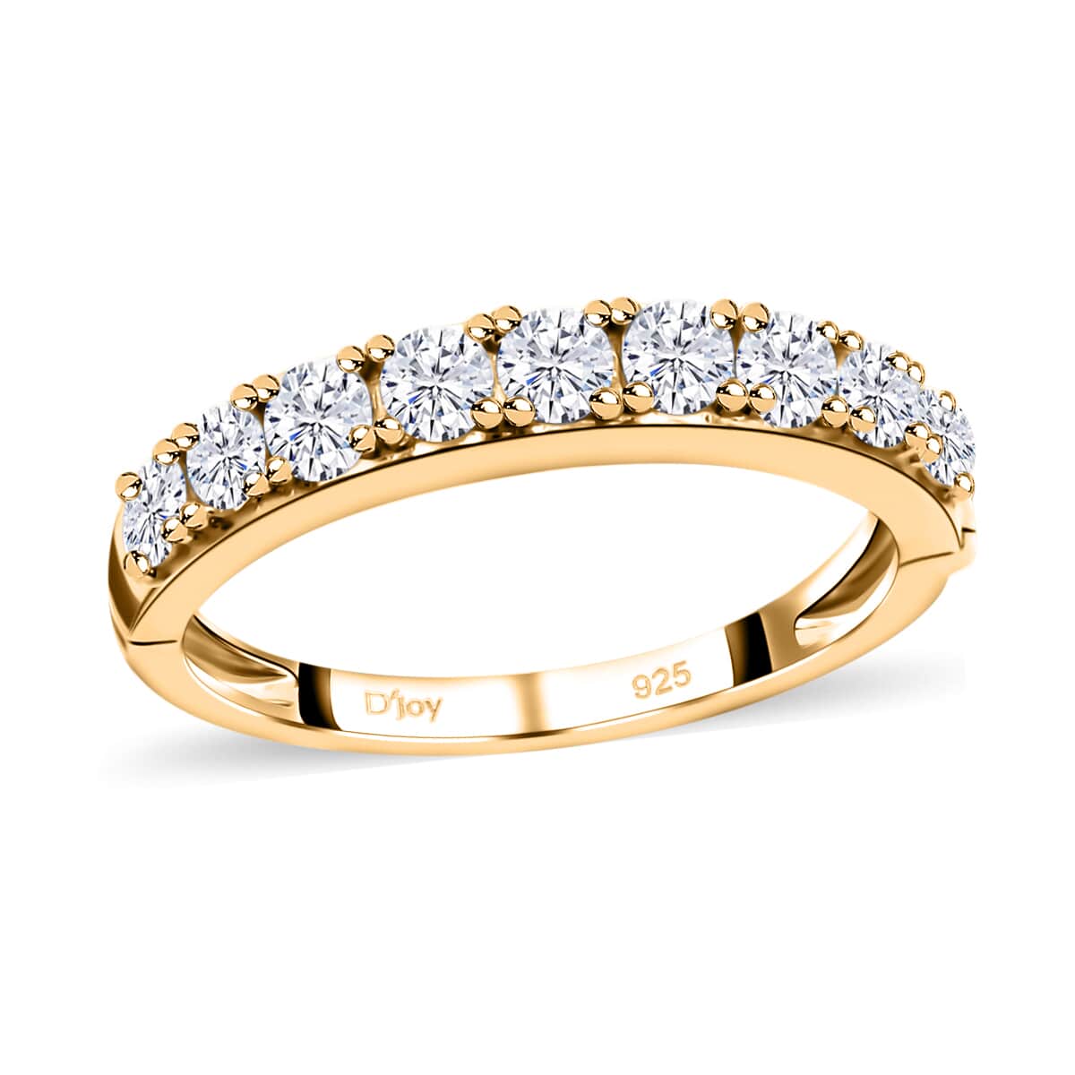 Shop LC Moissanite Round 925 Sterling Silver Vermeil Yellow Gold Plated Eternity Band Ring for Women Jewelry Size 9 Ct 0.82 Birthday Gifts