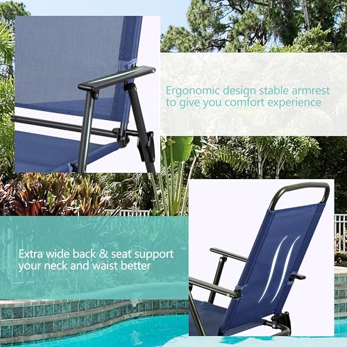 Vongrasig 6 Piece Folding Patio Dining Set,Small Metal Outdoor Garden Patio Table and Chair Set w/Umbrella for Lawn,Deck,Backyard,Black