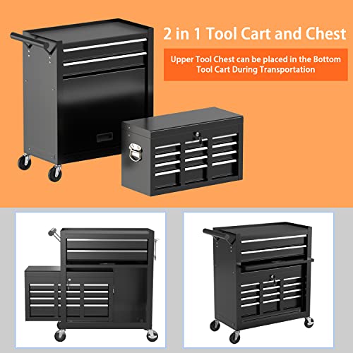 8-Drawer High Capacity Rolling Tool Chest, Removable Cabinet Storage Tool Box with Wheels and Drawers