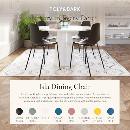 POLY & BARK Isla Modern Kitchen Chairs Set of 4 - Plastic Dining Chair with Metal Legs