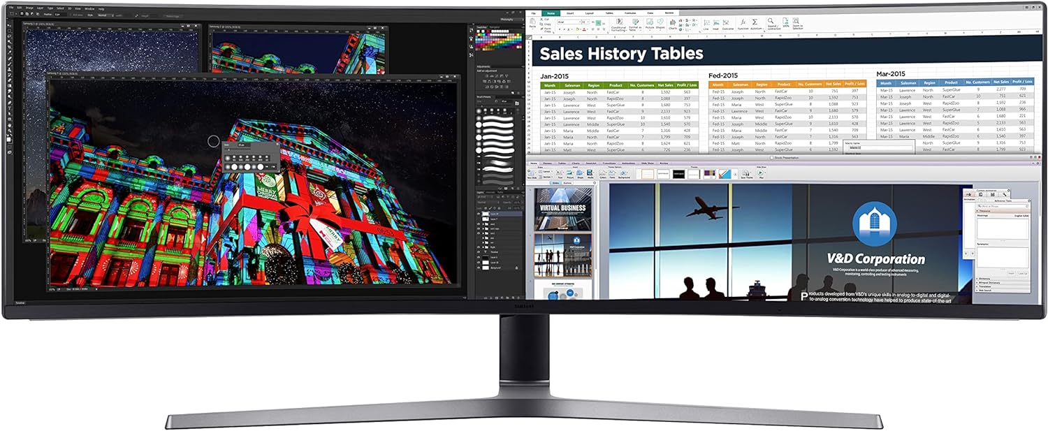 SAMSUNG 49-Inch CHG90 144Hz Curved Gaming Monitor (LC49HG90DMNXZA) &ndash; Super Ultrawide Screen QLED Computer Monitor, 3840 x 1080p Resolution