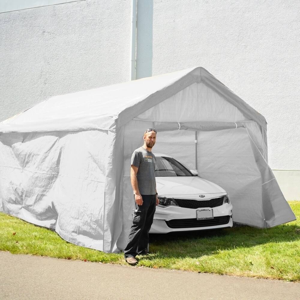 Aleko Heavy Duty Outdoor Canopy Carport Tent 10 x 20 ft White - CP1020WH