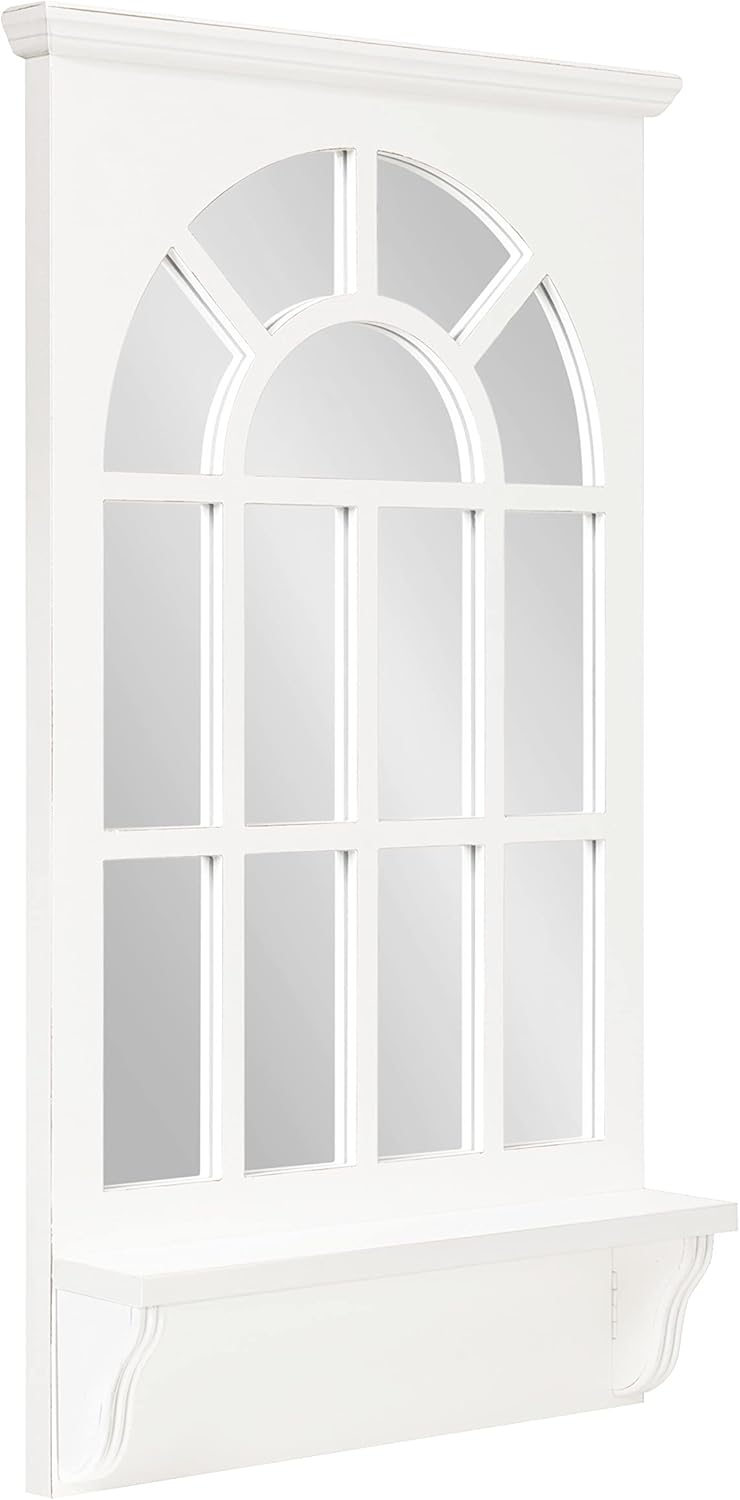 Kate and Laurel Wallhaus Traditional Arched Mirror with Shelf, 21 x 36, White