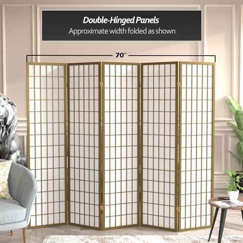 Red Lantern 6 ft. Tall Window Pane Shoji Screen-Natural-4 Panels Room Divider