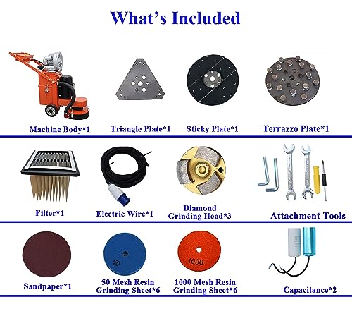 BREVELTION Cement Ground Grinder Grinding Concrete Epoxy Floor Paint and Cement Floor Polishing Dust-free Grinder 220V