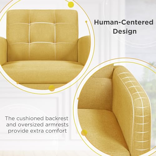 Yaheetech Mid-Century Accent Chairs, PU Leather Modern Upholstered Living Room Chair