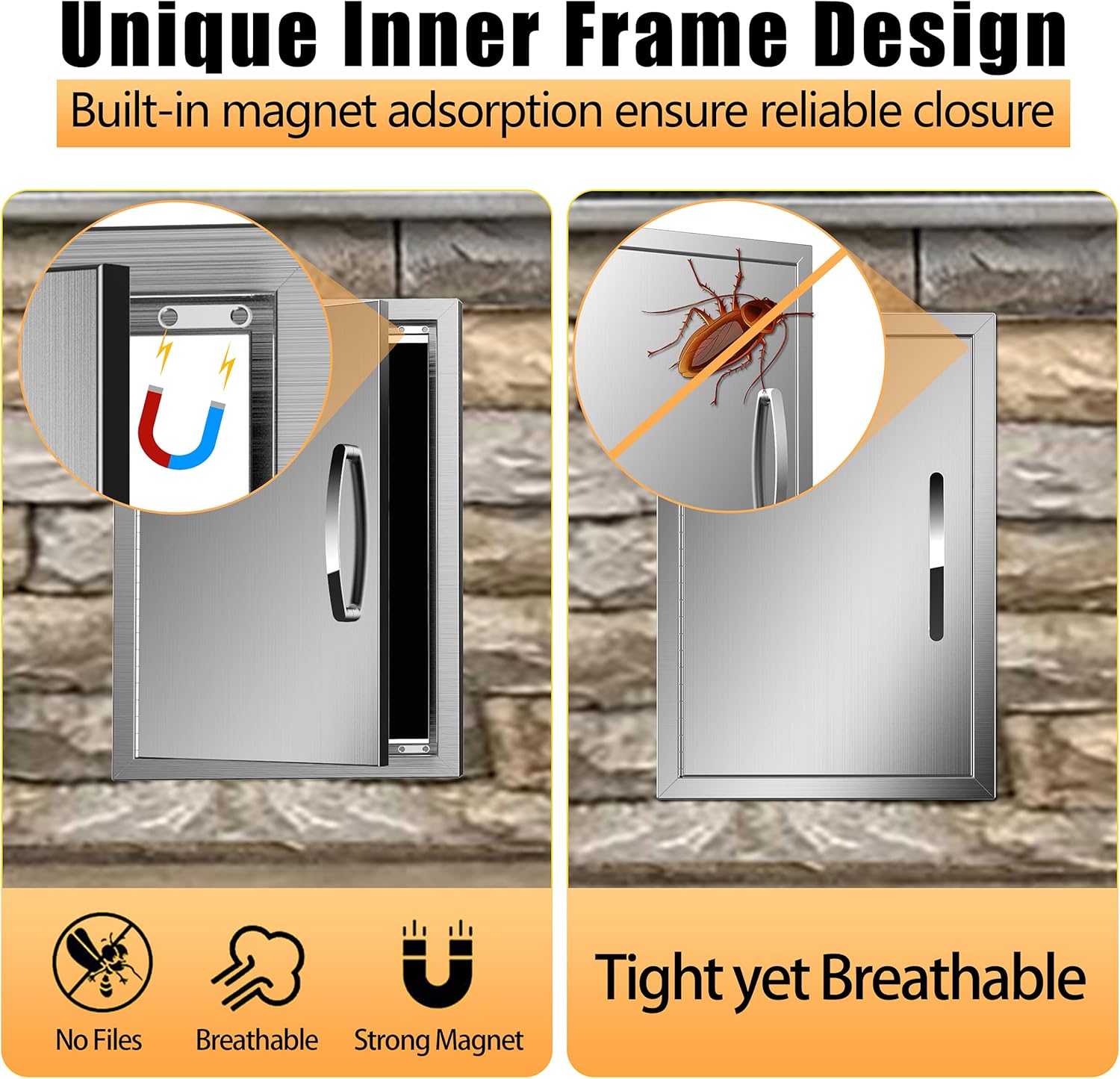 KODOM Outdoor Kitchen Doors 31W x 24H BBQ Double Access Door