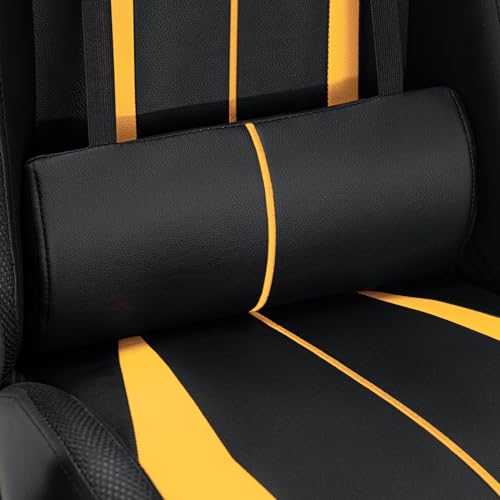 HOFFREE RGB Gaming Chair with Speakers Massage Computer Gaming Chair with LED Lights and Footrest High Back Video Game Chair for Adults Blue and Black