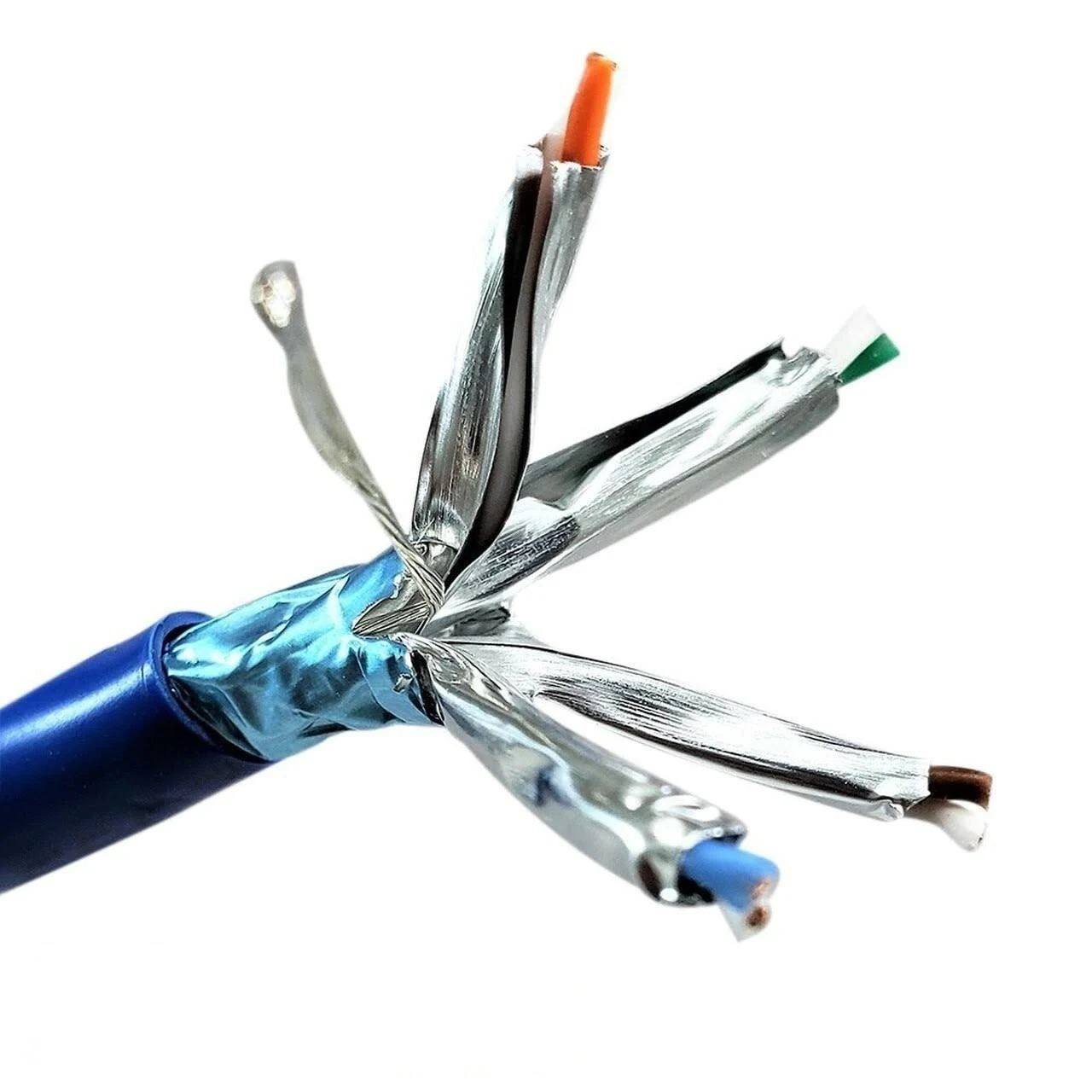 250 Feet Cat6a Stranded STP Bulk Ethernet 26AWG Cable (Blue)