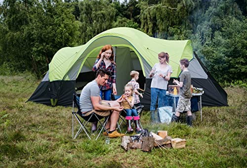 UNP Camping Tent 10-Person-Family Tents, Parties, Music Festival Tent, Big, Easy Up, 5 Large Mesh Windows, Double Layer, 2 Room, Waterproof