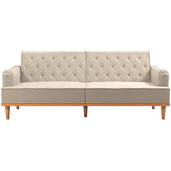 Mr. Kate Stella Vintage Convertible Sofa Bed Futon, Tan Linen