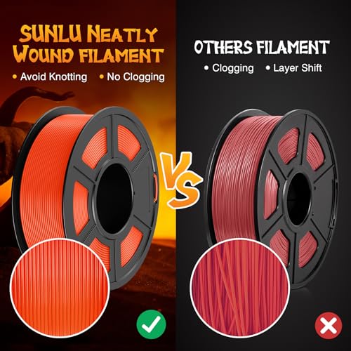 SUNLU 3D Printer Filament Bundle, PLA Plus Filament 10KG 1.75mm, Neatly Wound Filament for Most 3D Printer, 10 Colors, 1kg Spool
