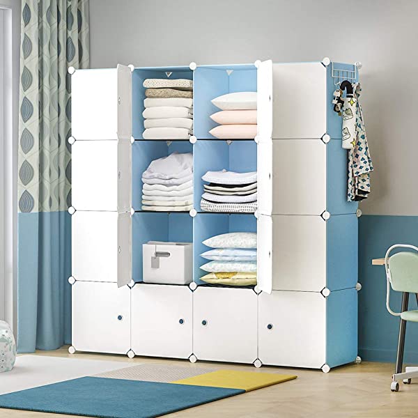 YOZO Cube Storage Organzier Portable Closet Wardrobe Bedroom Dresser (71x14x71 inches) Portable Closet Cube Shelf Armoire Pantry Cabinet, 25 Cubes