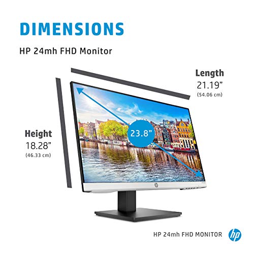 HP 24mh FHD Computer Monitor with 23.8-Inch IPS Display (1080p) - Built-In Speakers and VESA Mounting