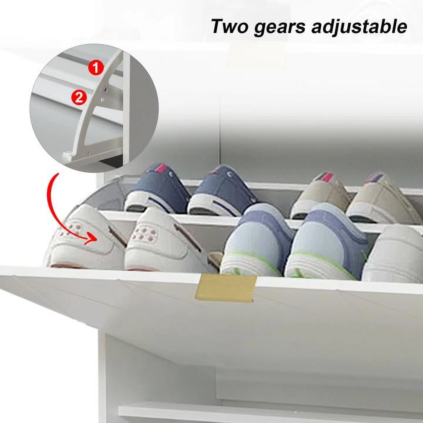 Eclife Entryway Furniture Shoe Cabinet Flip Down Drawers, Slim Tall Shoe Rack Storage Organizer, White, 32"W x 9"D x 47"H
