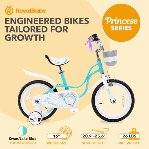 Royalbaby Princess Girls Kids Bike 12 14 16 18 20 Inch Children Bicycle with Basket for Age 3-12 Years