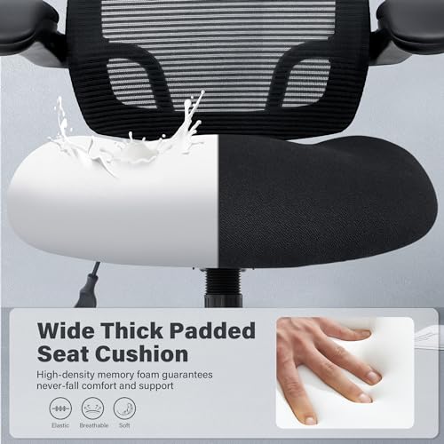 500lbs Big and Tall Office Chair - Heavy Duty Mesh Ergonomic Desk Chair, High Back Computer Chair - Flip-up Armrests, Wide Thick Seat Cushion