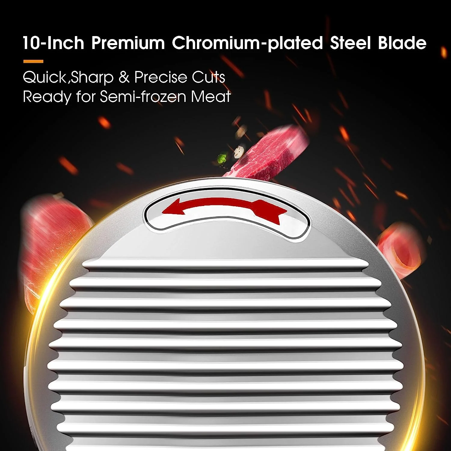 Meat Slicer Machine 10 inch Commercial Meat Slicer 240W Frozen Meat Cheese Deli Slicer Premium Chromium-Plated Steel Blade Semi-Auto Foody Slicer