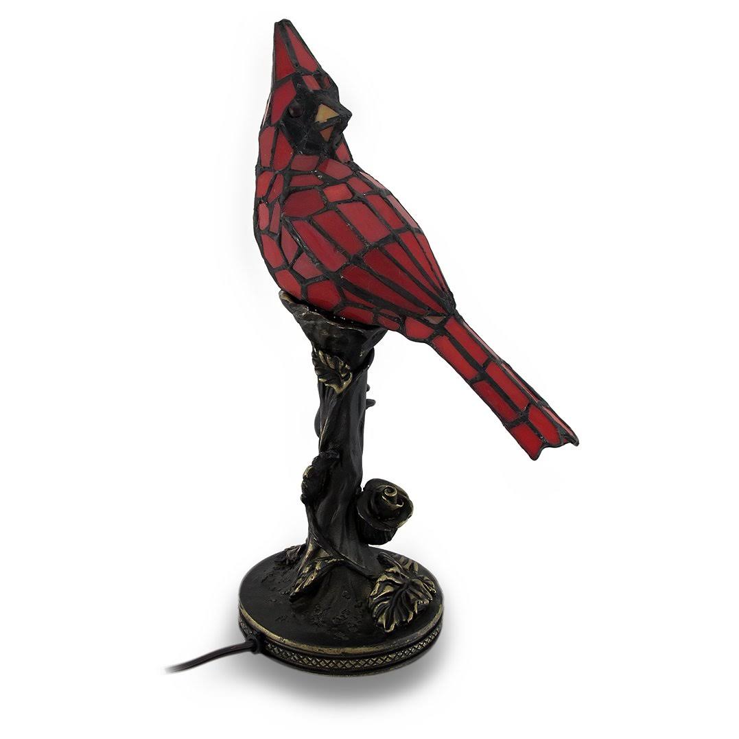 River of Goods 13.5x22 Tall Stained Glass Cardinal Accent Lamp, Red