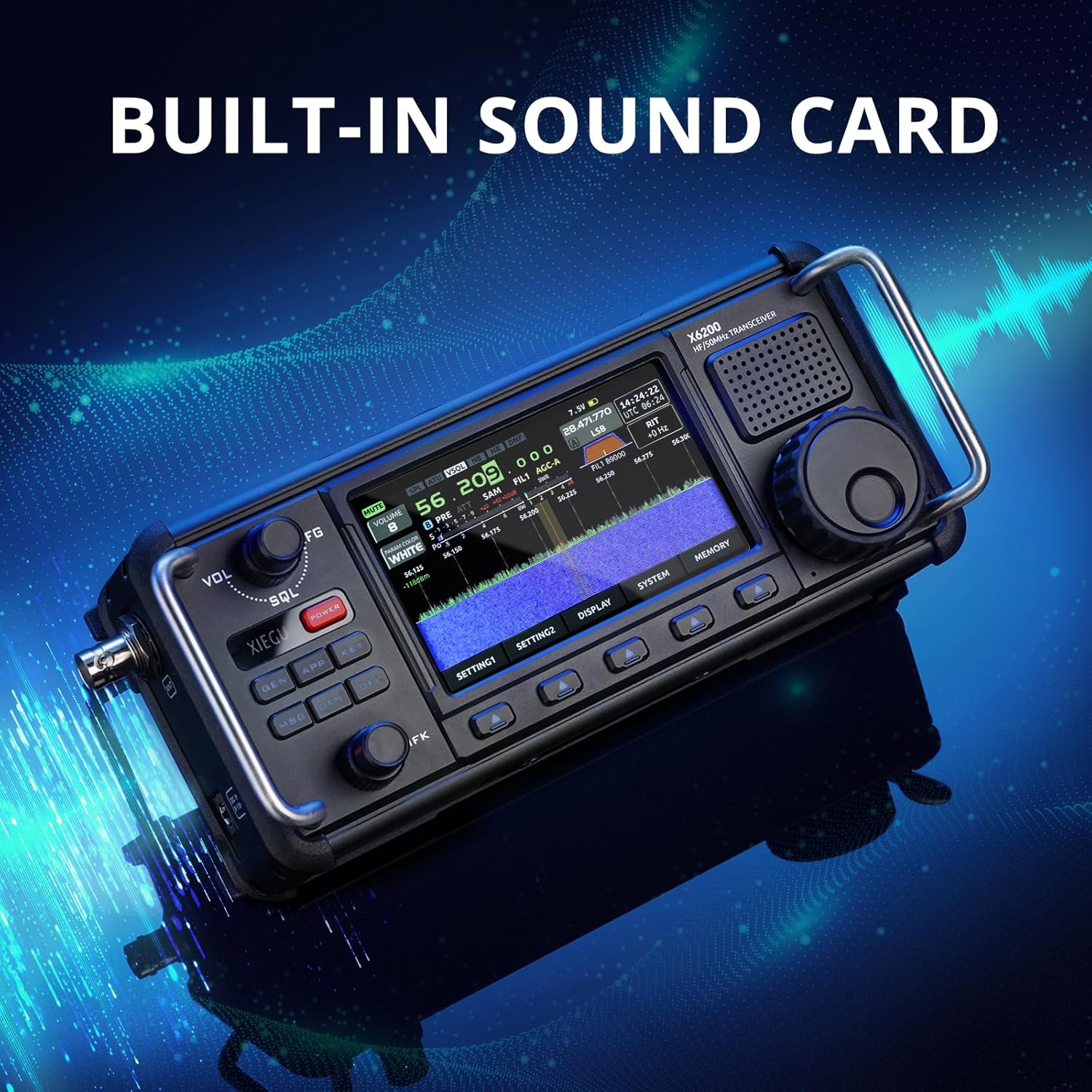 Xiegu X6200 HF Radio Transceiver, Portable HF/50MHz/WFM/AIR Receiver with RF Direct Sampling System, 3200mAh Replaceable Battery, 4" LCD Screen