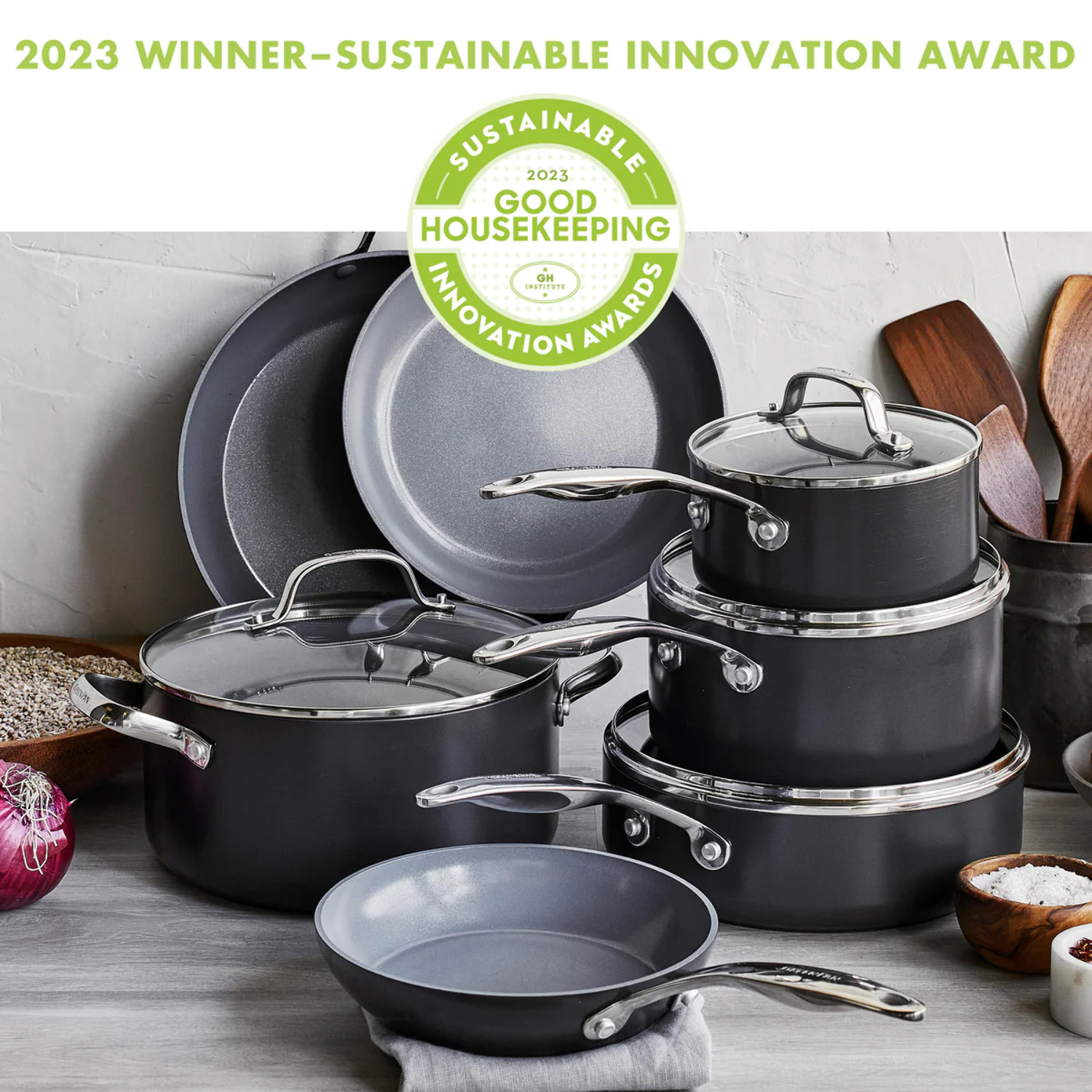 GreenPan Valencia Pro Ceramic Nonstick 11-Piece Cookware Set