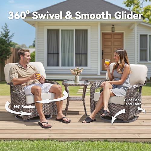7 Pieces Outdoor Furniture Set with Swivel Chairs