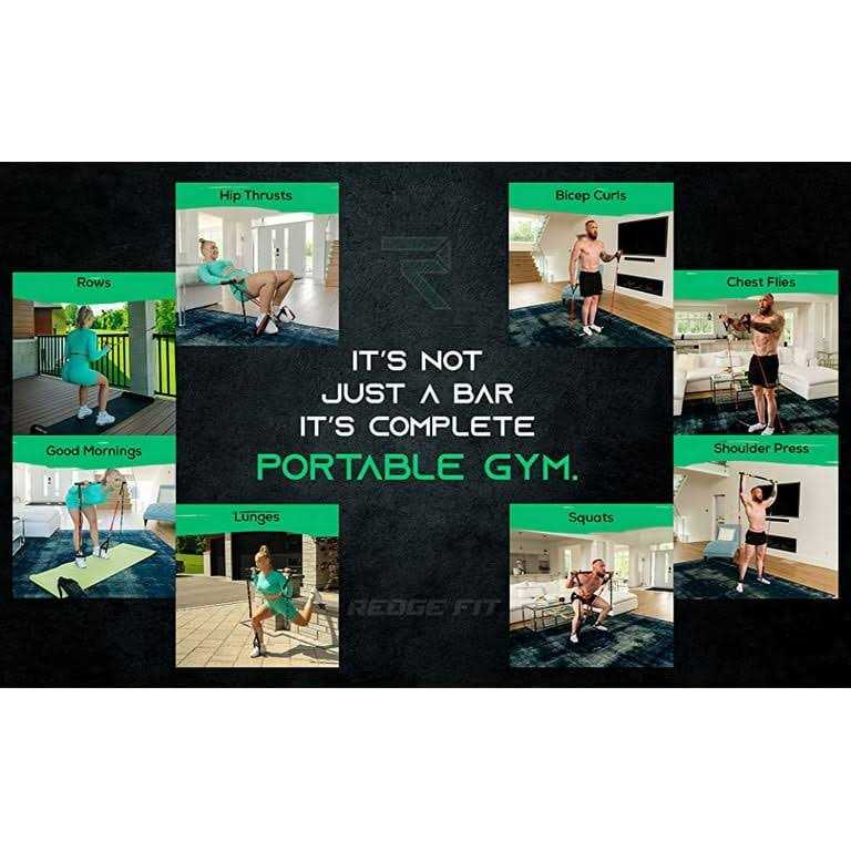 Redge Fit Complete Portable Full Body Home Gym Park Workout Set I Resistance Bands for Beginners to Elite Athletes I Collapsible Resistance Bar I