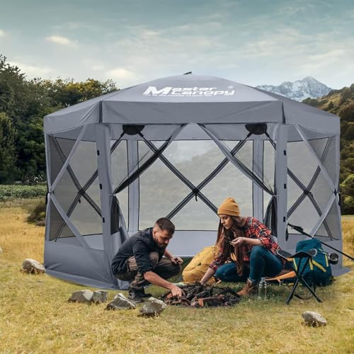 MASTERCANOPY 12x12FT Pop Up Gazebo Screen Tent - Instant Screen House with Netting, Quick Set, Outdoor Canopy Shelter with Carry Bag for Camping