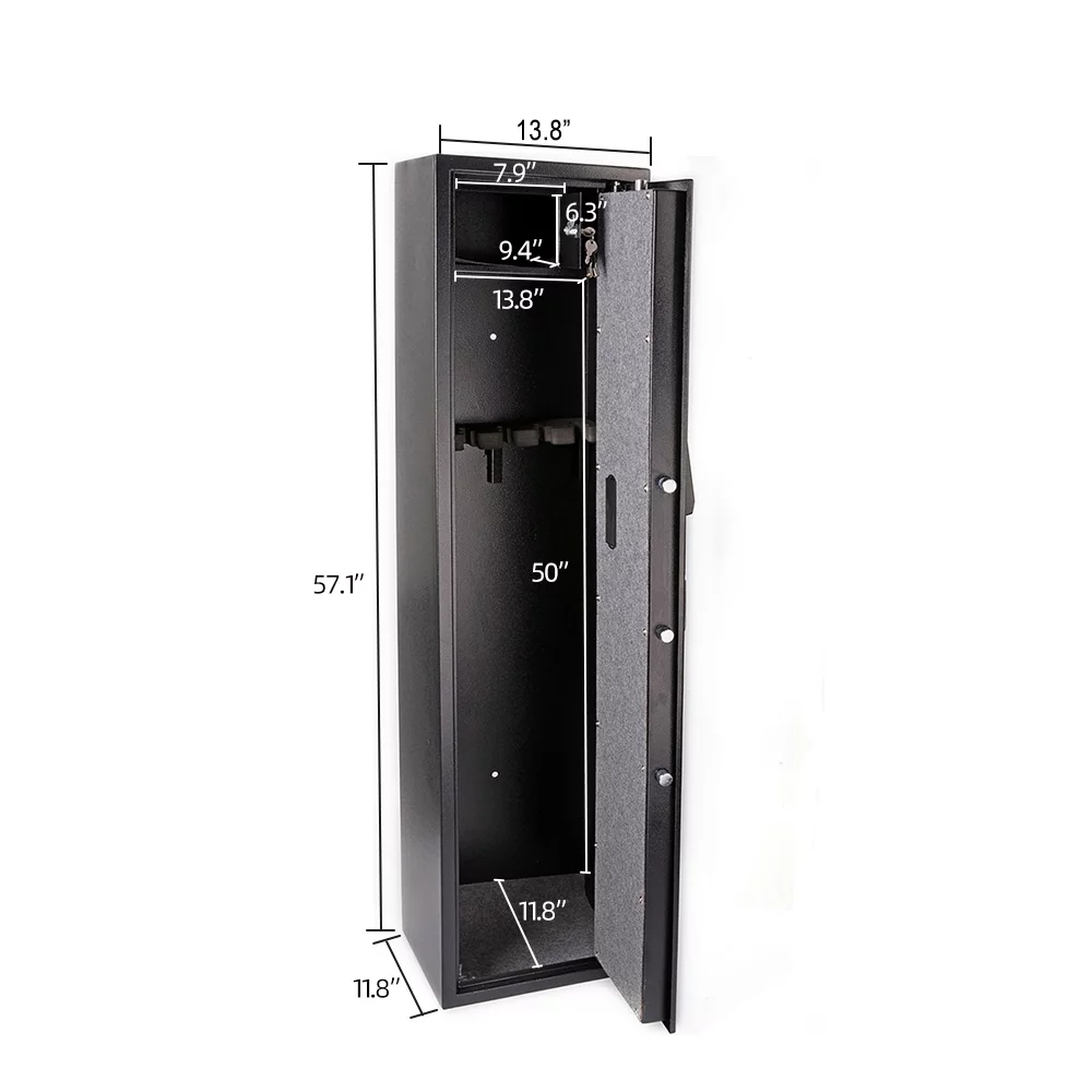 Seizeen Gun Safe Cabinet, Digital Keypad Safe Storage for 5 Rifles, Anti-Static Long Pistol Safe with Top Box, Thickened Large Gun Storage for Indoor