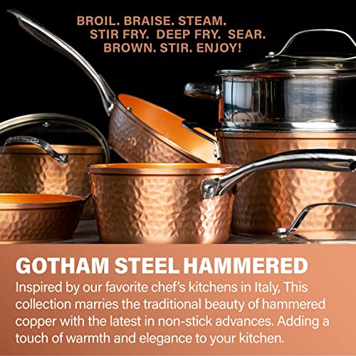 Gotham Steel Hammered Collection Pots, Pans and Frying Pan Set
