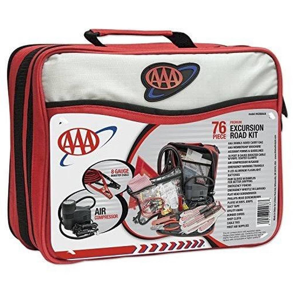 Lifeline 4388AAA AAA Excursion Road 76-Piece Car Air Compressor Jumper Cables Flashlight and First Aid Kit