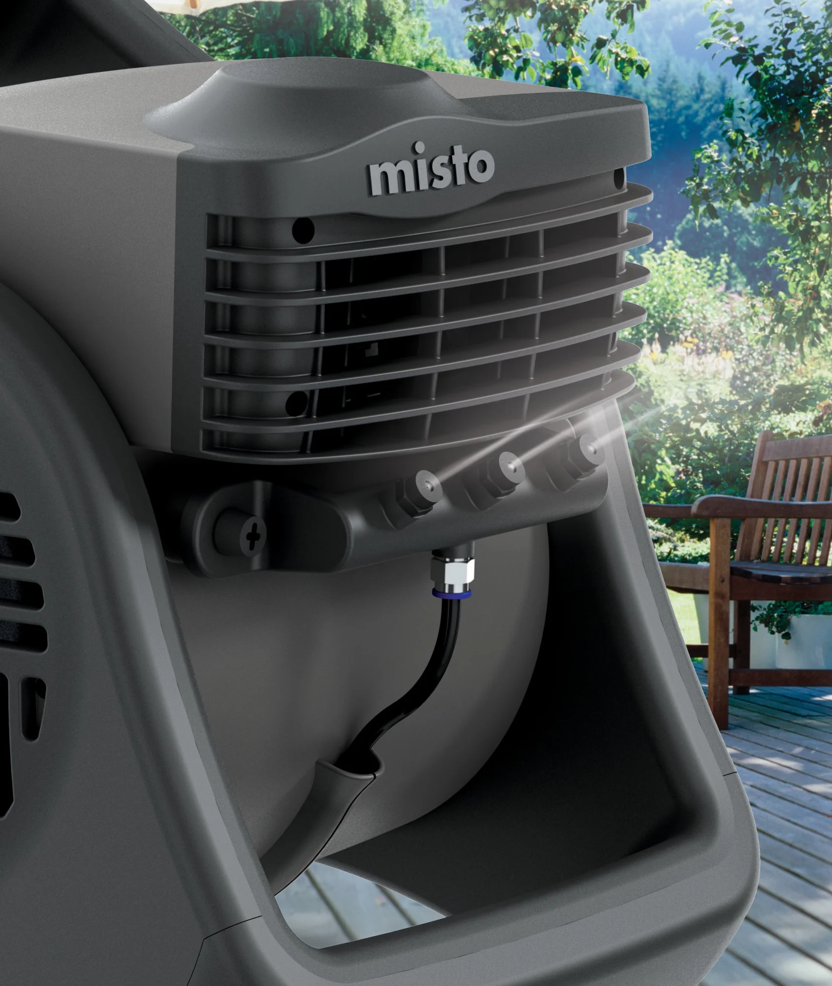 Lasko 15" Pivoting Misto Outdoor Misting Fan with GFCI Cord and 3 Speeds, Black, 7050, New