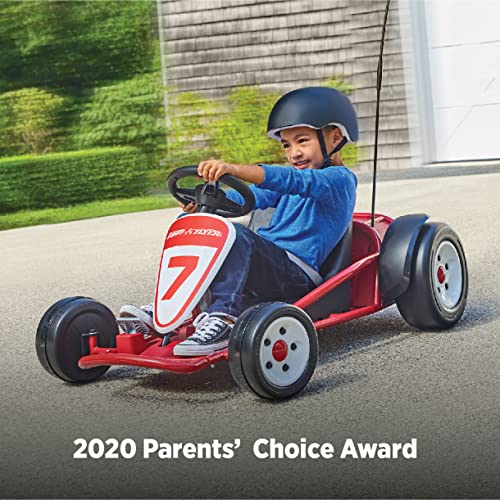 Radio Flyer 36V Battery-Powered Kids Electric Go-Kart with Adjustable Seat, Rubber Wheels, Grey