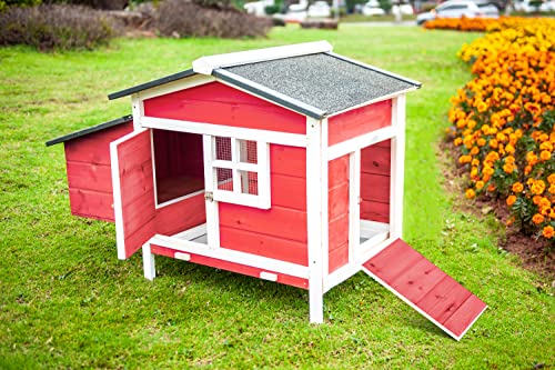 GOJOOASIS 80" Chicken Coop for 2-4 Chickens Outdoor Wooden Hen House Poultry Pet Hutch for Backyard w/Run Cage & Nesting Box(A)