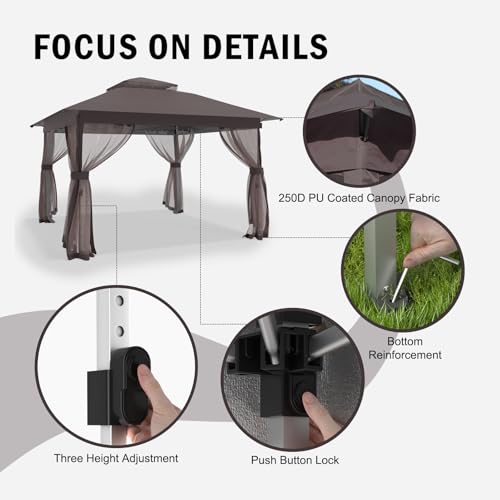 Outdoor Pop Up Gazebo 10x10 - Instant Canopy Tent with Mosquito Nettings