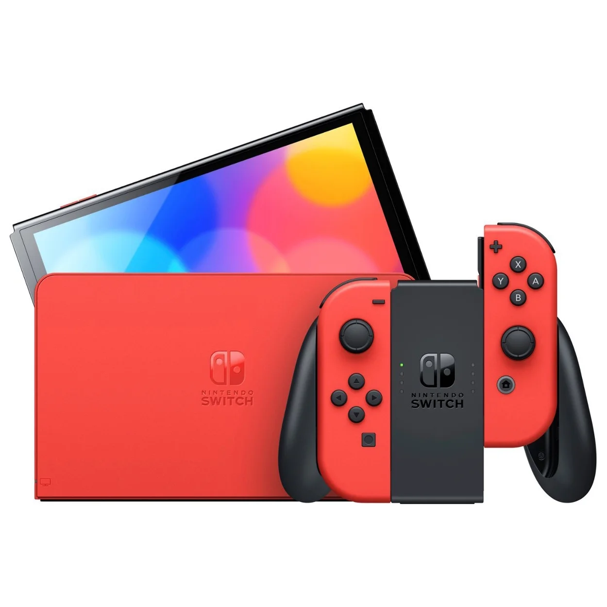 Nintendo Switch OLED Mario Red Edition + Mario Kart 8 Deluxe + Sentriq Screen Cleaning Cloth Bundle - Japan Import with US Plug