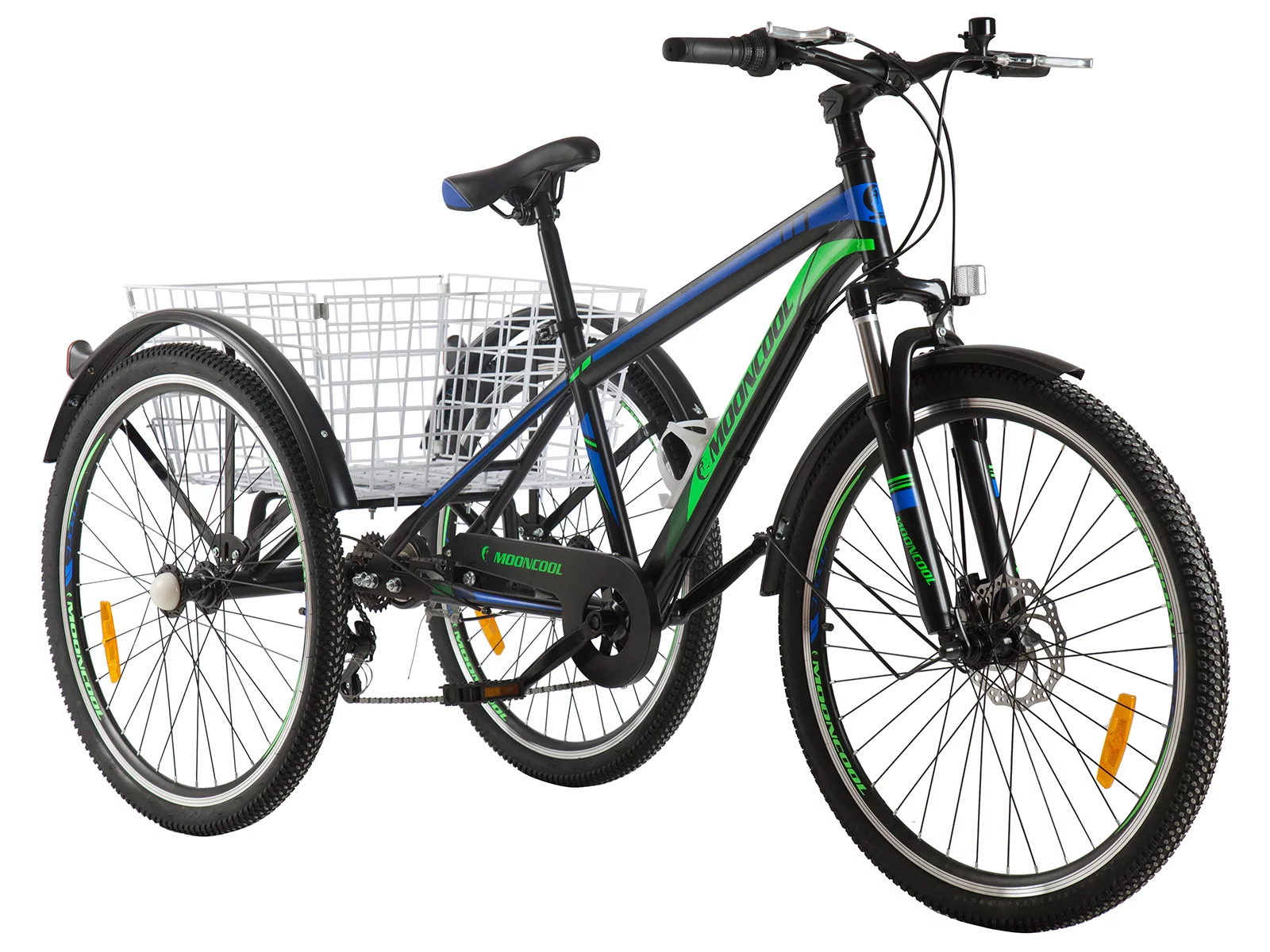FICISOG Adult Tricycle, 3 Wheeled 7-Speed Mountain Tricycle 24/26/27.5 inch Men's Women's Tricycles Cruiser Bike, Cargo Basket