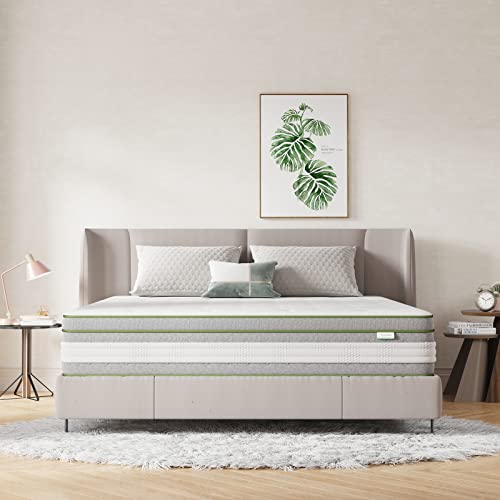 Novilla King Size Mattress 14 Inch, Hybrid Mattress King for Motion Isolation, Gel Memory Foam with Pressure Relief for Cool Night Sleep