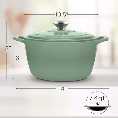 Signature Enameled Cast Iron Dutch Oven, Non-Stick Serving Pot with Tight Fitting Lid for Perfect Roasting, Baking, Sauteing