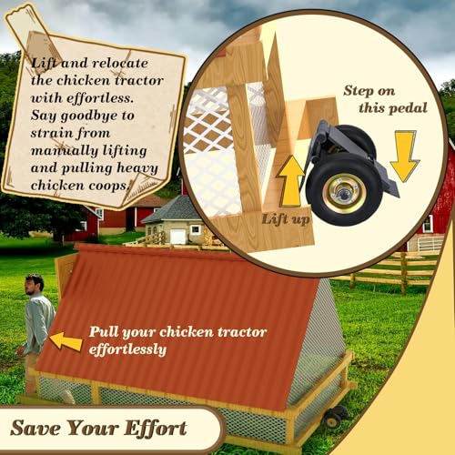 TOPOWN Chicken Coop Mover with Wheel System and Lift Design, Chicken Tractor Mobility Heavy Duty and Weatherproof