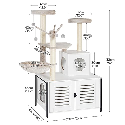 HOOBRO Cat Tree with Litter Box Enclosure, 27.6" L x 18.9" W x 52" H, All-in-One Wooden Cat Tower, Cat Furniture for Indoor Cats